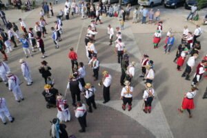 Mass Morris dance in Portsmouth for Victory Morrismen day of dance 2024